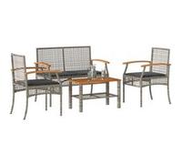 Salon de jardin vidaxl resine tressee 2 personnes 4 pieces Gris G