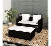Salon de jardin VIDAXL resine tressee 2 personnes 4 pieces noir G