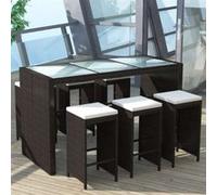 Vidaxl vidaxl set de bar pour jardin rotin polyester marron 13 pièces