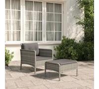 Salon de jardin VIDAXL resine tressee gris 2 pieces 1 personnes Gris G