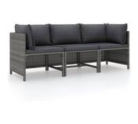 Salon de jardin Vidaxl resine tressee gris 3 personnes gris G