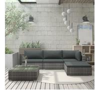 Salon de jardin - vidaXL - Résine tressée - Gris - 4 personnes