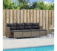 vidaXL Ensemble de salon de jardin 5 pièces avec coussins Gris Poly rotin