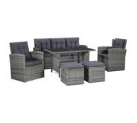 Salon de jardin - VIDAXL - Résine tressée - Gris - 6 personnes