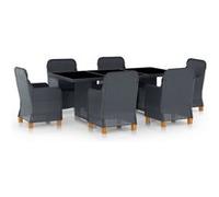 vidaXL Ensemble de jardin 7 pièces avec coussins Poly rotin gris foncé