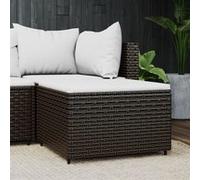 vidaXL Repose-pied de jardin – résine tressée avec coussin marron – extérieur