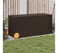 vidaXL Boîte de rangement de jardin à roulettes 283 L poly rotin marron