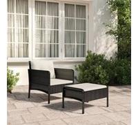 Salon de jardin VIDAXL resine tressee noir 2 pieces 1 personnes Noir G