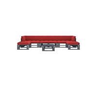 Salon de jardin Vidaxl rouge 5 personnes 6 pieces 65 x 110 x 55 cm bois gris