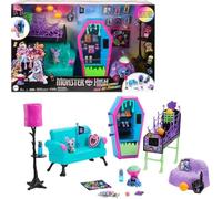 Salon de jeu pour étudiant - MONSTER HIGH - Meubles de poupée - 2 animaux de compagnie - 15 accessoires - Rose