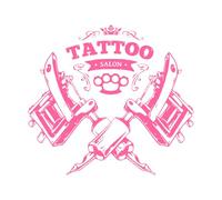 Salon de tatouage Boutique de tatouage Logo de boutique de tatouage Stickers muraux en papier adhésif 54x59.7cm Étanche Rose