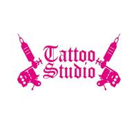 Salon de tatouage Enseigne de machine à tatouer Logo Salon de tatouage Stickers muraux PVC 72x128,3 cm N'endommage pas la surface du mur Extra Large RoseRed