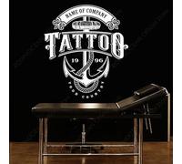Salon de tatouage personnalisé Autocollant mural Vinyle Design d’intérieur Studio de tatouage Enseigne porte Décalcomanies pour fenêtres Nom du magasin personnalisé & depuis 42x47cm