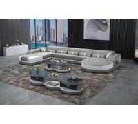 Salon Design Canapé d'angle en forme de U Cuir JVmoebel