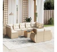 Salon d'extérieur, 10 pièces, ensemble de canapé de jardin avec coussin beige en polyrotin pour balcon, intérieur et extérieur, terrasse, arrière-cour
