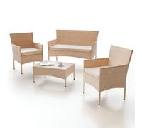 Salon en poly rotin Fort Myers Crème, sable