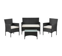 Salon en poly rotin Fort Myers Noir, Crème