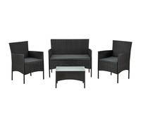 Salon en poly rotin Fort Myers noir, gris