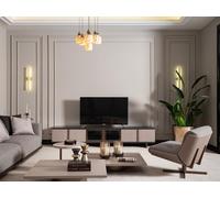 Salon Ensemble Fauteuil RTV Lowboard Tables basses Bois Beige 6pcs