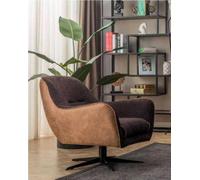 Salon Fauteuil à oreilles Marron Tissu / Simili cuir JVmoebel