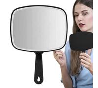 Salon Hand Mirror, Black Square Mirror, Barber Hairdressing Tool Makeup Shaving Reflection Glass, Portable Handle Design, for Salon Styling Grooming Makeup Beauty Use Accessory 7.4x10.39 inches