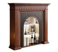 Salon Manteau de cheminée arqué en bois massif avec rangement, contour décoratif classique Décoration(XL)