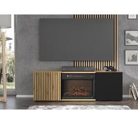 Salon meuble TV cm 148x42x52,20h avec cheminée mod Auris 150 chêne
