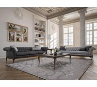 Salon moderne Set 4pcs Canapé Gris Designer Bois Table basse Nouveau