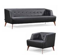 Salon noir Ensemble de sièges noble à trois places Fauteuil cocktail 2pcs