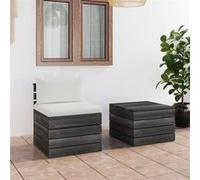Bois de Pin Massif Salon Palette de Jardin 2 pcs avec Coussins Terrasse vidaXL