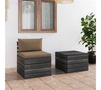 vidaXL Salon palette de jardin 2 pcs avec coussins Bois de pin massif 3061667
