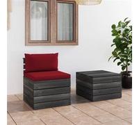 Vidaxl Salon Palette De Jardin 2 Pcs Avec Coussins Bois De Pin Massif