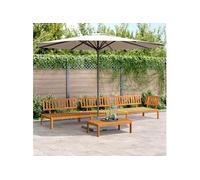 vidaXL Salon palette de jardin 4 pcs bois d'acacia massif, ensemble de canapés de jardin, canapé de jardin, canapé 3209428 Marron G