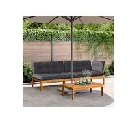 Salon Palette de Jardin avec Coussins Mobilier 3 pcs Bois d'Acacia Massif vidaXL