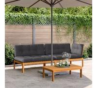 Salon Palette de Jardin avec Coussins Mobilier 3 pcs Bois d'Acacia Massif vidaXL