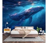Salon Papier Peint Art 300x210 cm Bleu HD Papier Peint Panoramique | Intissé Poster Geant Mural, Marines Les Animaux Les Baleines pour Chambre mur de fond du Canapé Murale Décoration Wallpaper