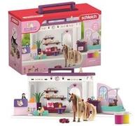 Salon Pour Animaux De Compagnie 66 Pieces - Coffret De Jouets Avec Figurine Cheval, Soigneur, Chiots Et Accessoires Pour Enfants Blanc et Rose G