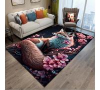 Salon pour Enfants Dessin Animé Mignon Petit Animal Fleur De Renard 3D Motif Tapis Salon Chambre Chambre Chevet Lit Avant Table Basse Hanging Panier Computer Carpet Chair, 100 X 150 Cm -3E9W4R9D8J9C7