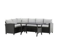 Salon Repas d'Angle de Jardin 6 Places "Brentwood" 230cm Noir