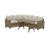 Salon Repas d'Angle de Jardin 6 Places "Brentwood" 240cm Beige