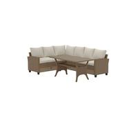 Salon Repas d'Angle de Jardin 6 Places "Brentwood" 240cm Beige