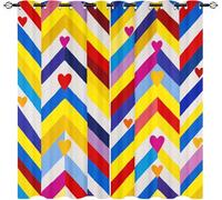 Salon Rideau Occultant 2 Pièces 140L X 245H cm, Coloré Rideau Thermique Isolant Tenture Opaque à Oeillets Art GéOméTrique du CœUr Rideaux Anti UV Decoration Chambre Enfant Adult