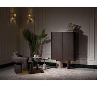 Salon Sesssel complet Tables d'appoint 4pcs Tissu Marron Bois Bar
