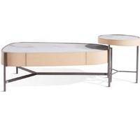 Salon Set 2x table basse beige moderne de luxe en acier inoxydable