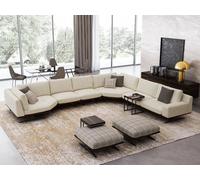 Salon Set 5pcs Canapé d'angle L Forme 2x Pouf Garniture Design 2x Table d'appoint