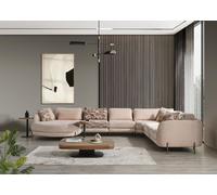 Salon Set Canapé d'angle en U Meubles 2x Table d'appoint en bois Moderne Table basse