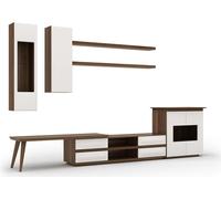 Salon Set complet 7pcs Support TV + table basse Meubles en bois Vetrine Moderne