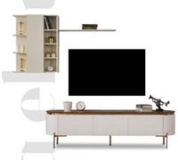 Salon Set Composé deTV Lowboard et armoire murale avec éléments or