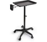Salon Trolley Chariot de beauté Réglable en hauteur avec plateau argenté et support électrique Tablette de coiffure Beauty noir