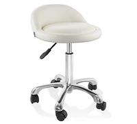 Saloniture Tabouret de salon hydraulique roulant avec dossier bas - Chaise pivotante réglable pour spa, magasin, salon, massage ou bureau médical, crème